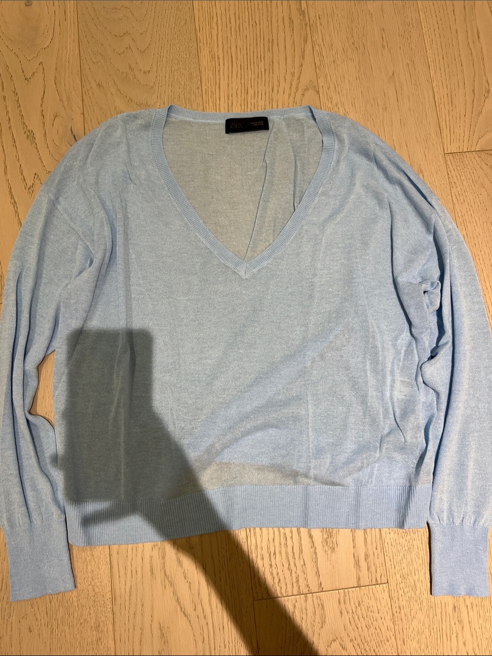 Zara Light Blue V-Neck Sweater